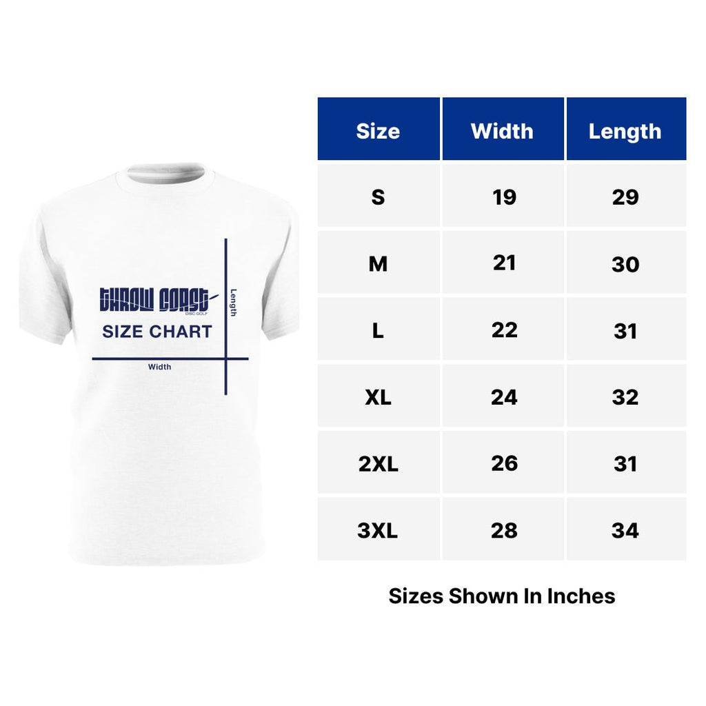 Crush thBumps & Knucks - Disc Golf Jersey - Size Chart- Throw Coast Disc Golf