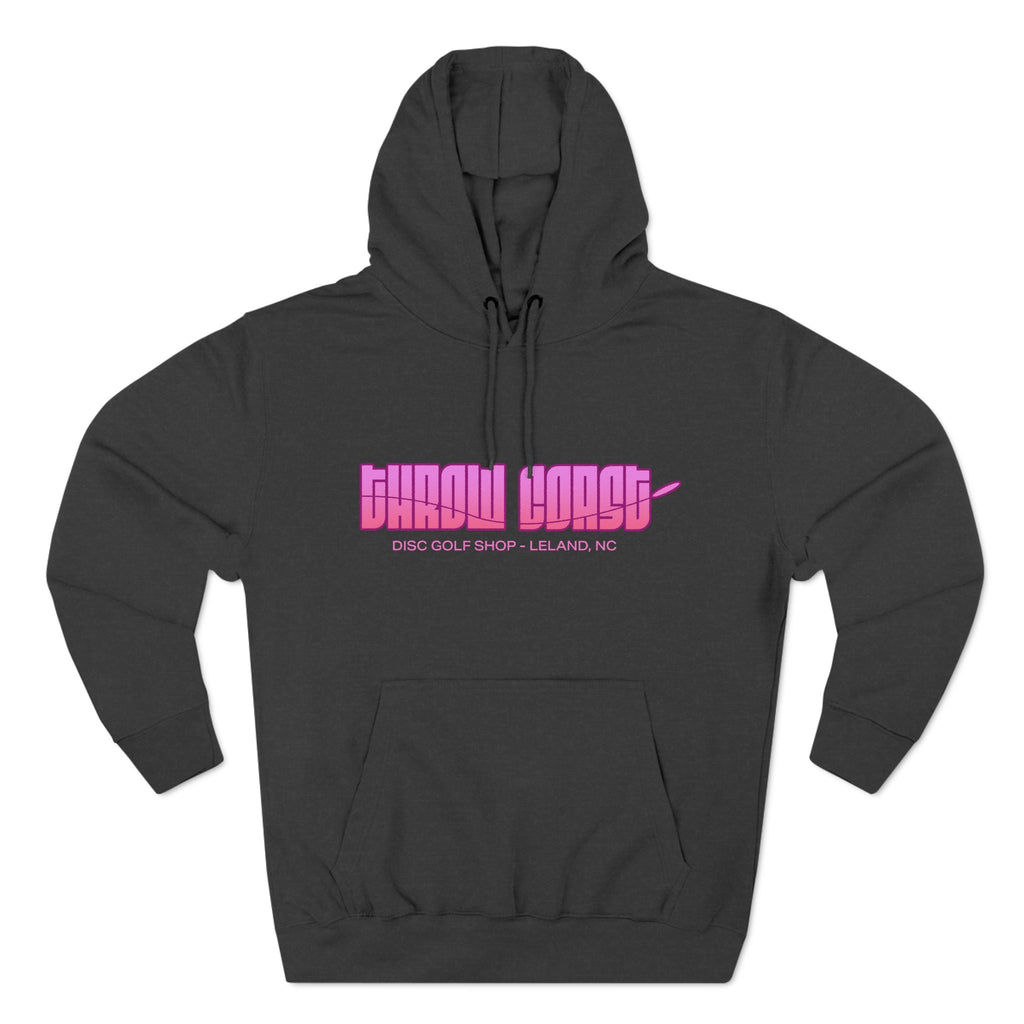 Throw Coast Disc Golf - Charcoal Chic Pink Logo Hoodie - Hoodie - Throw Coast Disc Golf